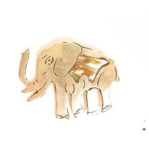 Vintage Elephant Love Signed Mexico Abalone Shell Silver Toned Pin Brooch